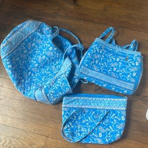 3 bags quilted bags and three different sizes